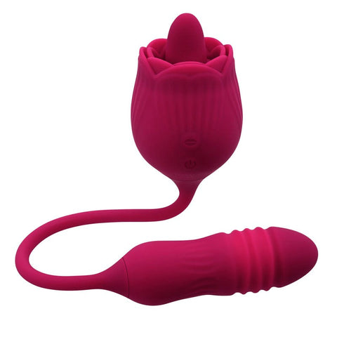 Evolved WILD ROSE Dual Pleasure Thrusting Bullet and Flicking Tongue Vibrator - Personal Massagers
