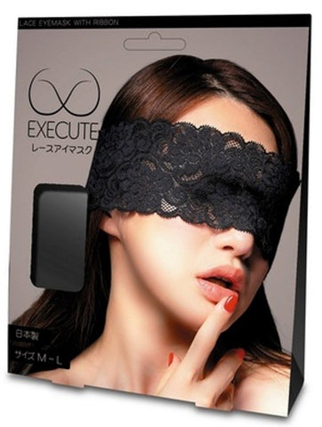 Execute Lingerie Lace Eyemask with Ribbon Sensory Deprivation Mask - Masks And Blindfolds