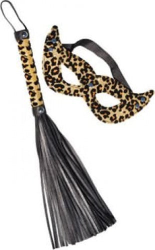 California Exotics 24 Karat Leopard Eye Mask and Whip Sensory Play - - Masks And Blindfolds