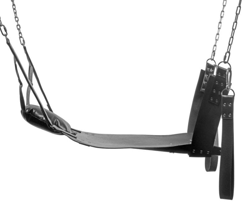 XR Brands Extreme Sling Premium Leather Sex Swing with Stirrups - - Sex Swings And Slings