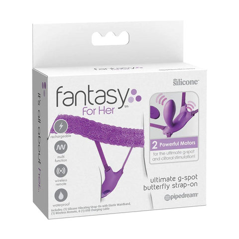 Pipedream Products Fantasy For Her Ultimate G Spot Butterfly Strap On Vibrator - Strap On Sextoys