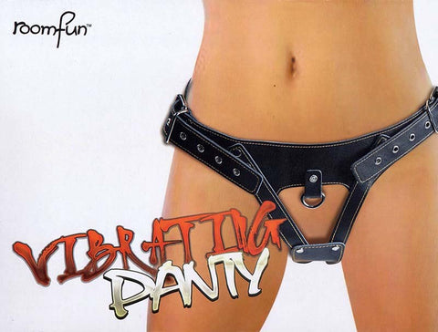 RoomFun Faux Leather Vibrating Panty Straps with Remote Control - Strap On Sextoys