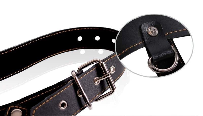 RoomFun Faux Leather Vibrating Panty Straps with Remote Control - - Strap On Sextoys