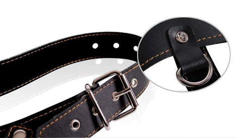 RoomFun Faux Leather Vibrating Panty Straps with Remote Control - Strap On Sextoys