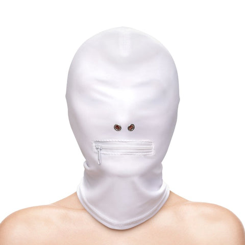 Fetish and Fashion Zippered Mouth Hood with Sensory Deprivation Control - Bondage Hoods