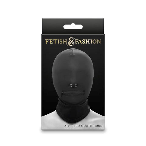 Fetish and Fashion Zippered Mouth Hood with Sensory Deprivation Control - Bondage Hoods