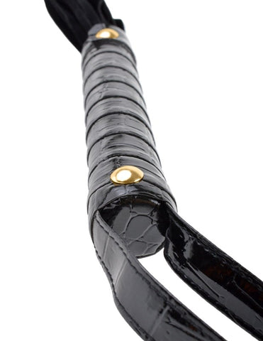 Fetish Fantasy Gold Cat O Nine Black Leather Flogger Premium BDSM Impact - Whips And Crops