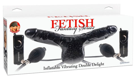 Pipedream Products Fetish Fantasy Inflatable Vibrating Double Delight Strap On - Strap On Sextoys