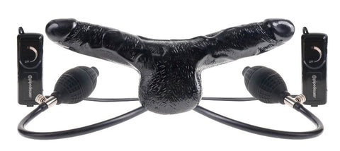 Pipedream Products Fetish Fantasy Inflatable Vibrating Double Delight Strap On - Strap On Sextoys