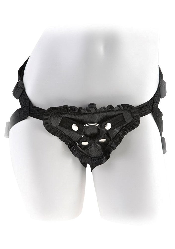 Pipedream Products Fetish Fantasy Leather Lovers Strap On Harness Black - - Strap On Sextoys