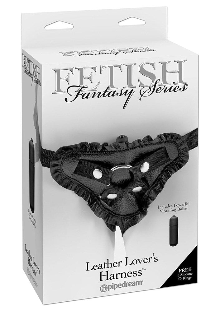 Pipedream Products Fetish Fantasy Leather Lovers Strap On Harness Black - - Strap On Sextoys