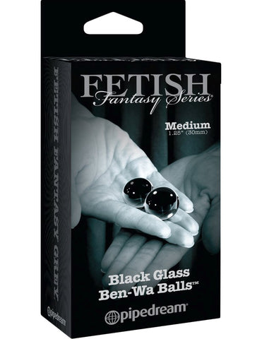 Pipedream Products Fetish Fantasy Black Glass Ben Wa Balls Medium Glass Construction - Personal Massagers