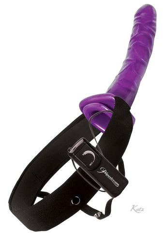 Pipedream Products Fetish Fantasy 10 Inch Purple Passion Vibrating Hollow Strap on - Strap On Sextoys