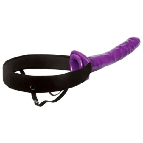 Pipedream Products Fetish Fantasy 10 Inch Purple Passion Vibrating Hollow Strap on - Strap On Sextoys