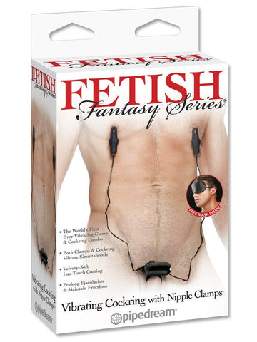 Pipedream Fetish Fantasy Vibrating Cock Ring & Nipple Clamps Synchronized - Nipple and Clit Clamps