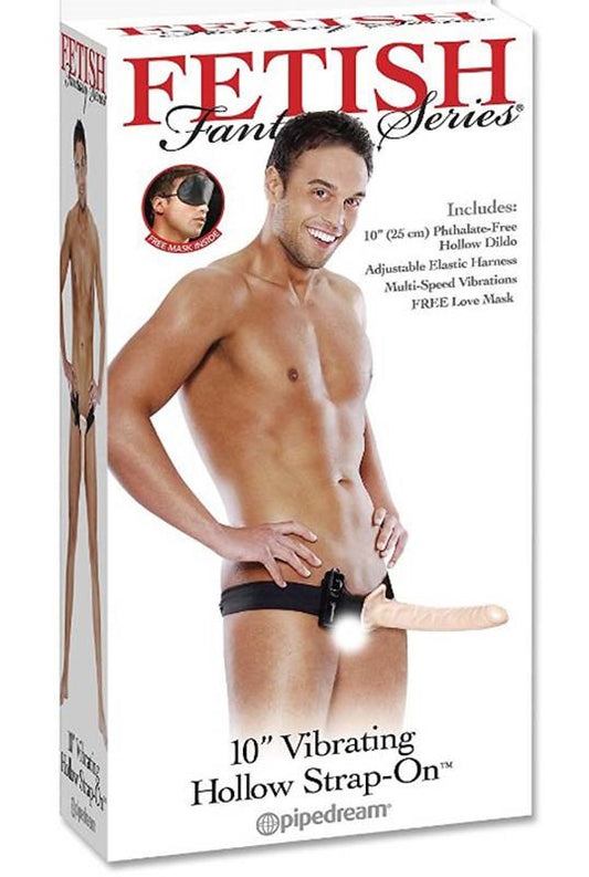Pipedream Products Fetish Fantasy 10 Inch Vibrating Hollow Strap on Dildo - - Strap On Sextoys