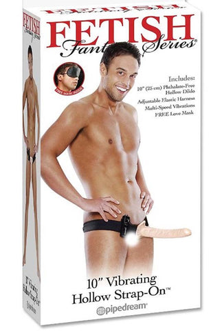 Pipedream Products Fetish Fantasy 10 Inch Vibrating Hollow Strap on Dildo - Strap On Sextoys