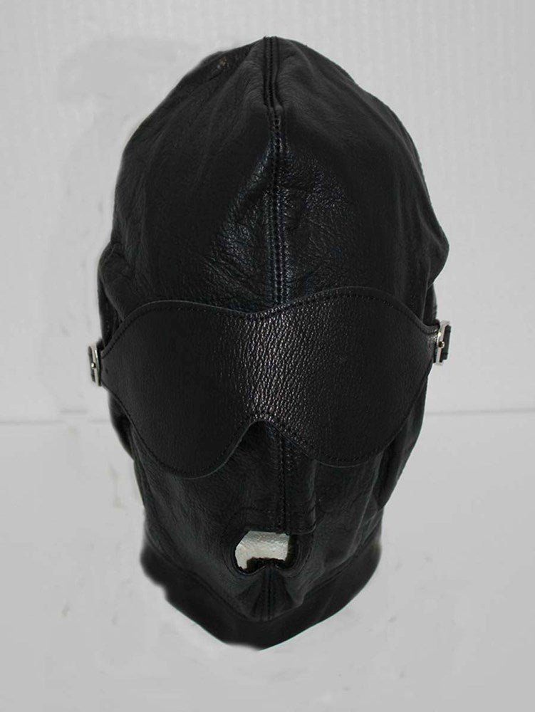 Fetish Supplies Leather Bondage Hood Get Erection Rings - - Bondage Hoods