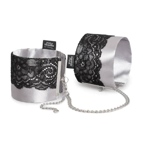 Love Honey Fifty Shades of Grey Play Nice Satin and Lace Wrist Cuffs - Collars and Leads