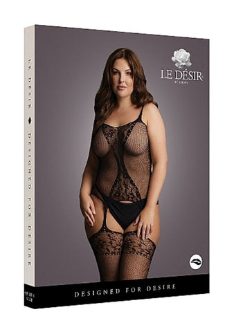 Shots Toys Fishnet and Lace Suspender Bodystocking Seductive Lingerie - Body Stockings