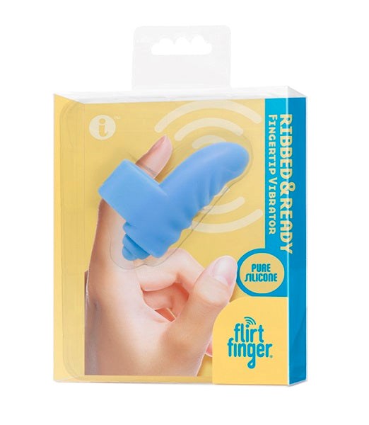 Icon Brands Flirt Finger Ribbed and Ready Adult Massager Blue Vibrator - - Finger and Tongue Vibrators