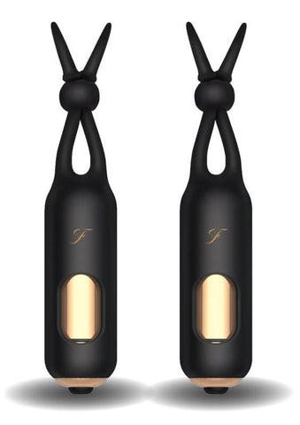 Fredericks of Hollywood Lovers Collection Vibrating Nipple Stim with Gold Accents - Nipple and Clit Clamps