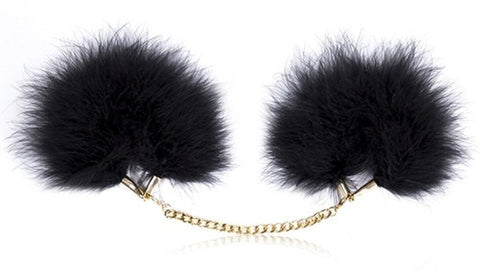Fur Cuffs with Golden Chain - Cuffs and Restraints