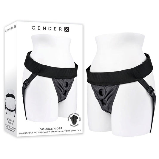 Gender X Adjustable Double Rider Strap-On Harness - - Strap On Sextoys