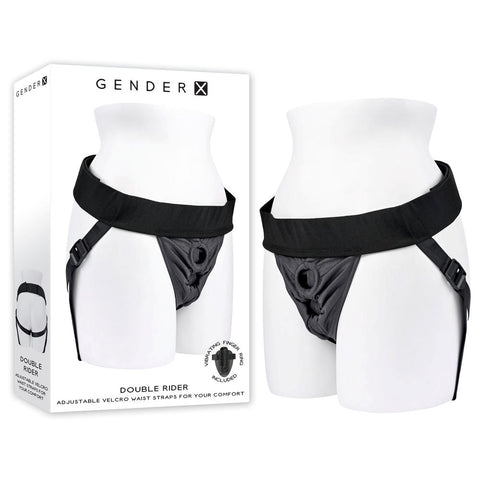 Evolved Gender X Adjustable Double Rider Strap On Harness with Dual O Rings - Strap On Sextoys