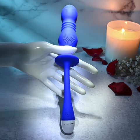 Gender X PLAY BALL Blue - Innovative Thrusting and Vibrating Orbs - Anal Vibrators