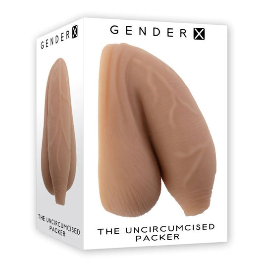 Evolved Gender X The Uncircumcised Packer Medium Realistic Silicone Design - - Strap On Sextoys