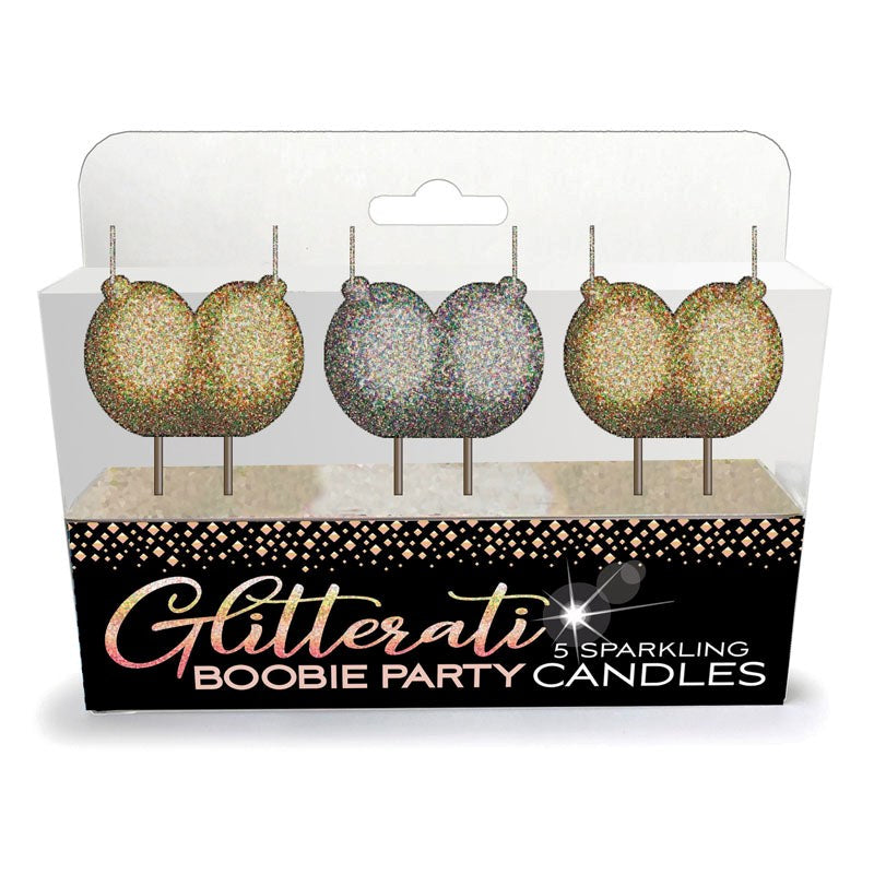 Little Genie Glitterati Boobie Candle Set Gold Silver Party Candles - - Bachelorette and Bucks