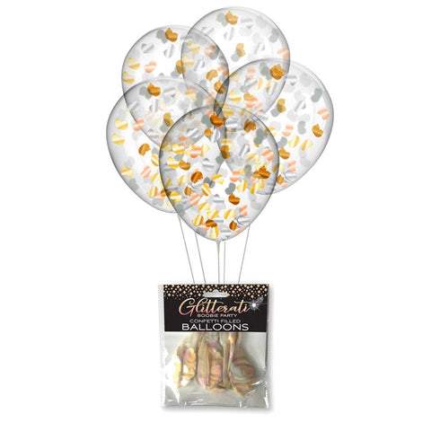 Little Genie Glitterati Boobie Confetti Balloons with Glitter Confetti - Bachelorette and Bucks