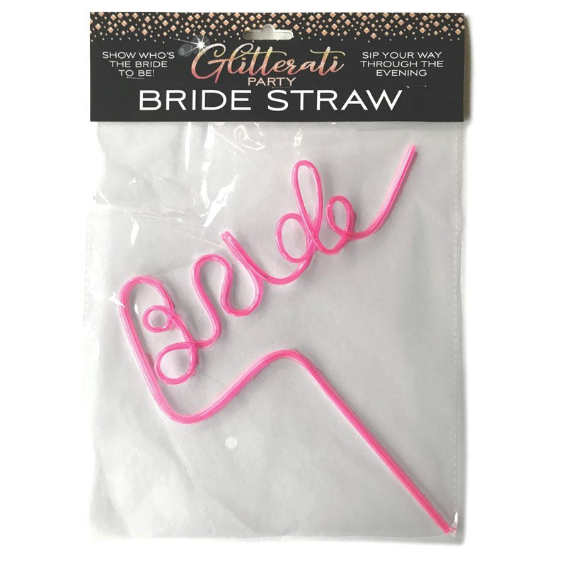 Little Genie Glitterati Bride Straw Pink Gold Glitter Party Accessory - - Bachelorette and Bucks