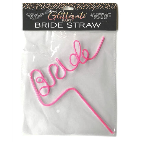 Little Genie Glitterati Bride Straw Pink Gold Glitter Party Accessory - Bachelorette and Bucks
