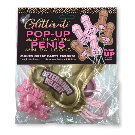Little Genie Glittering Penis Balloons 6 Pack Glitter Party - - Bachelorette and Bucks