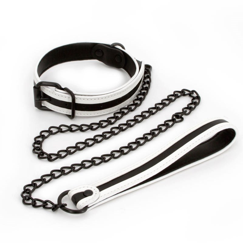 NS Novelties GLO Bondage Collar and Leash Glow in Dark BDSM Set - - Collars and Leads