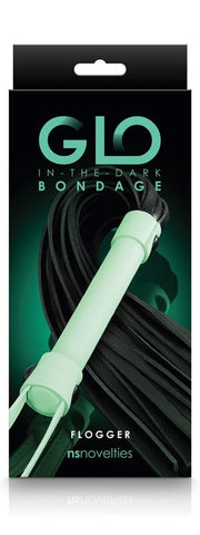 NS Novelties GLO Bondage Flogger with Blacklight Reactive Glow Effect - Whips And Crops