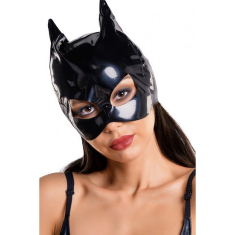 Glossy Feline Allure - Sleek, Shiny, Irresistible Cat Mask - Her Fetish