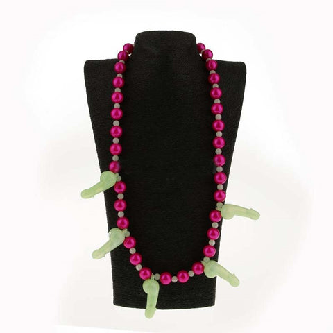 Hua Novelties Glow in Dark Dickie Necklace Pink Beads Penis Charms - Fancy Dress Ups