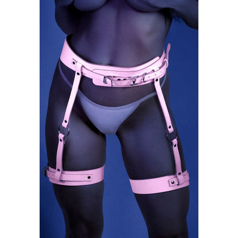 Fantasy Lingerie Luminous Leg Harness Glow in Dark Strapped Design - Her Fetish