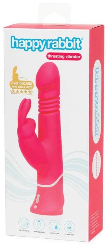 Love Honey Happy Rabbit Rechargeable Realistic Thrusting Vibrator Pink - - Rabbit Vibrators