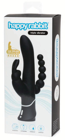 Love Honey Happy Rabbit Rechargeable Triple Curve Vibrator Black - Rabbit Vibrators
