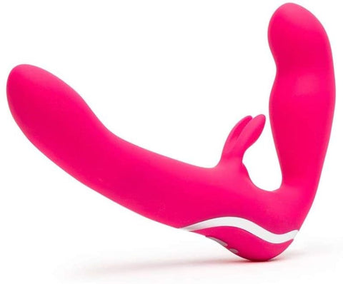 Love Honey Happy Rabbit Strapless Strap On Rabbit Vibe Pink - Rabbit Vibrators