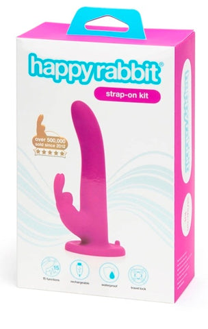 Love Honey Happy Rabbit Vibrating Strap On Harness Set Purple - Strap On Sextoys