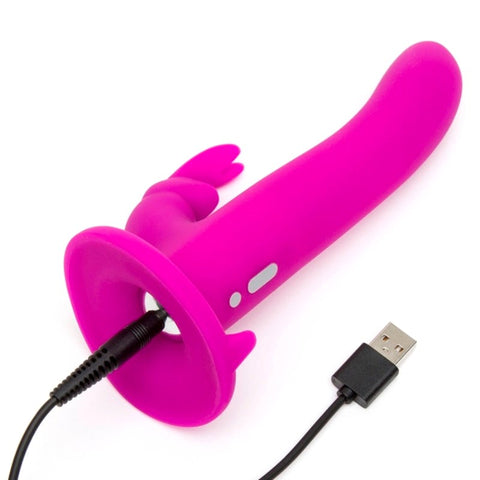 Love Honey Happy Rabbit Vibrating Strap On Harness Set Purple - Strap On Sextoys
