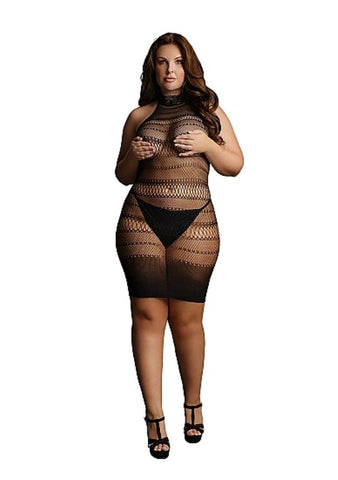Shots Toys High Lace Neck Net Mini Dress Elegant Intimate Lingerie - Bras and Bra Sets