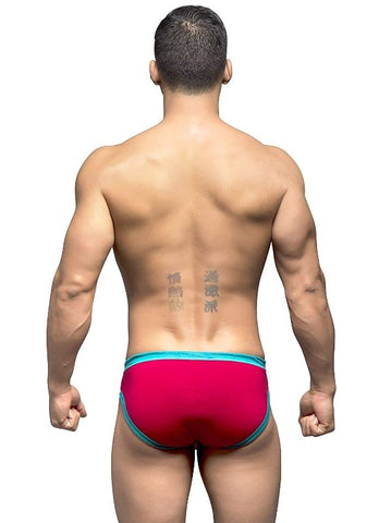 Andrew Christian Holiday Spree Brief Red Overlapping Front Design - Mens Briefs And Boxers
