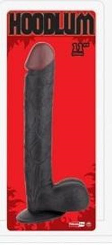 NANMA Corporation Hoodlum 11 Inch Straight Dildo with Balls Black Suction Cup - Realistic Dildos