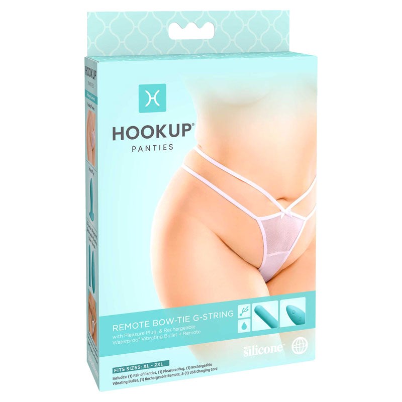 Pipedream HOOKUP Remote Control Bow Tie G String XL XXL with Dual Vibrator - - Remote Control Vibrators